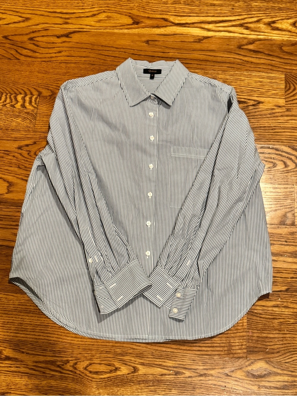 Quince Blue and White Striped Button-Down Shirt
